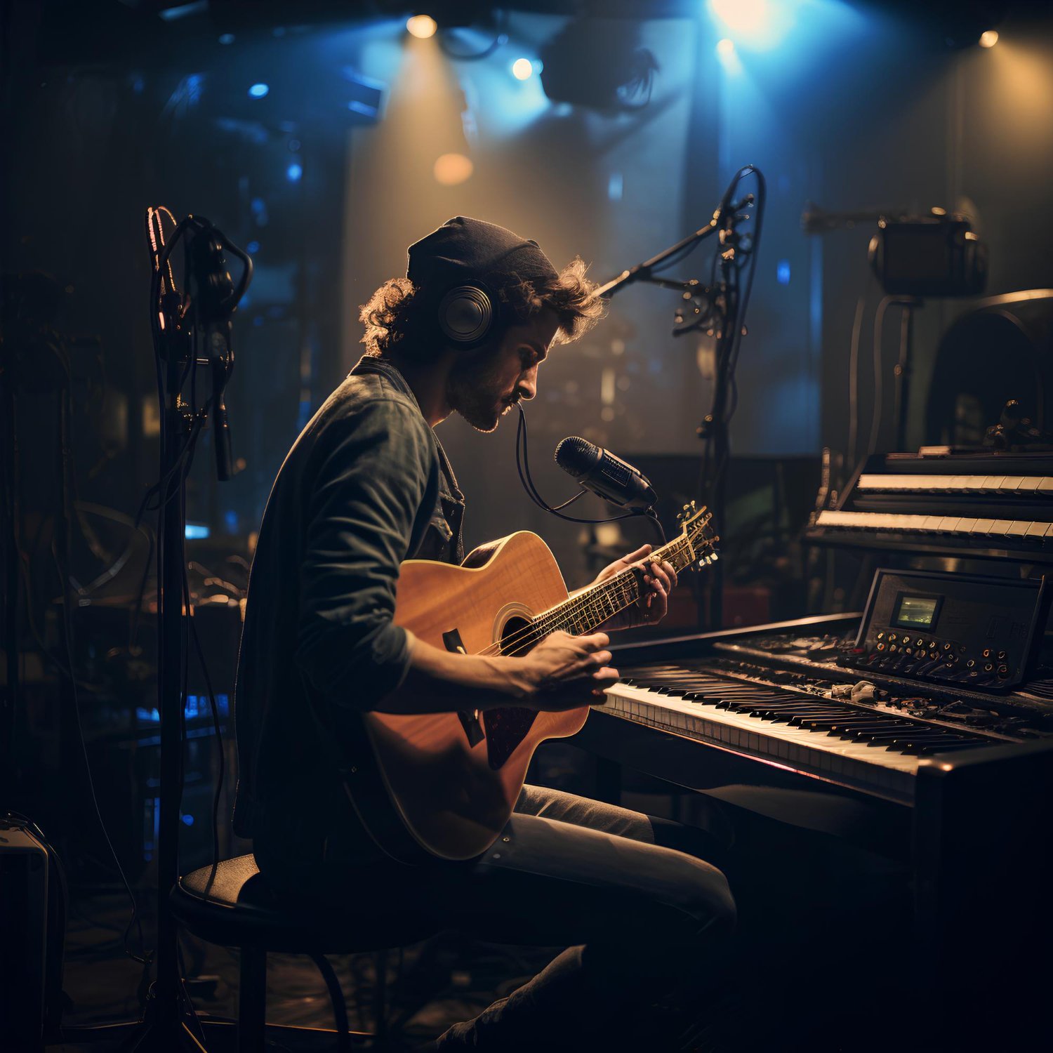 Recording artist on a music video set